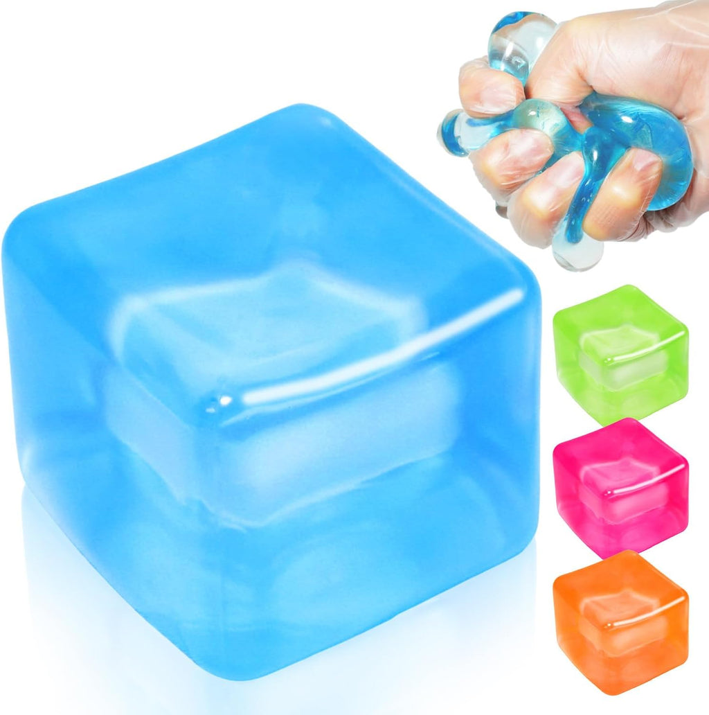 Fidget Toy Stress Cube, Slow Rising Squishy Cube, Anxiety Relief Stress Balls for Kids Adults Teens, Classroom Prize & Party Favor Stress Balls (Bule)