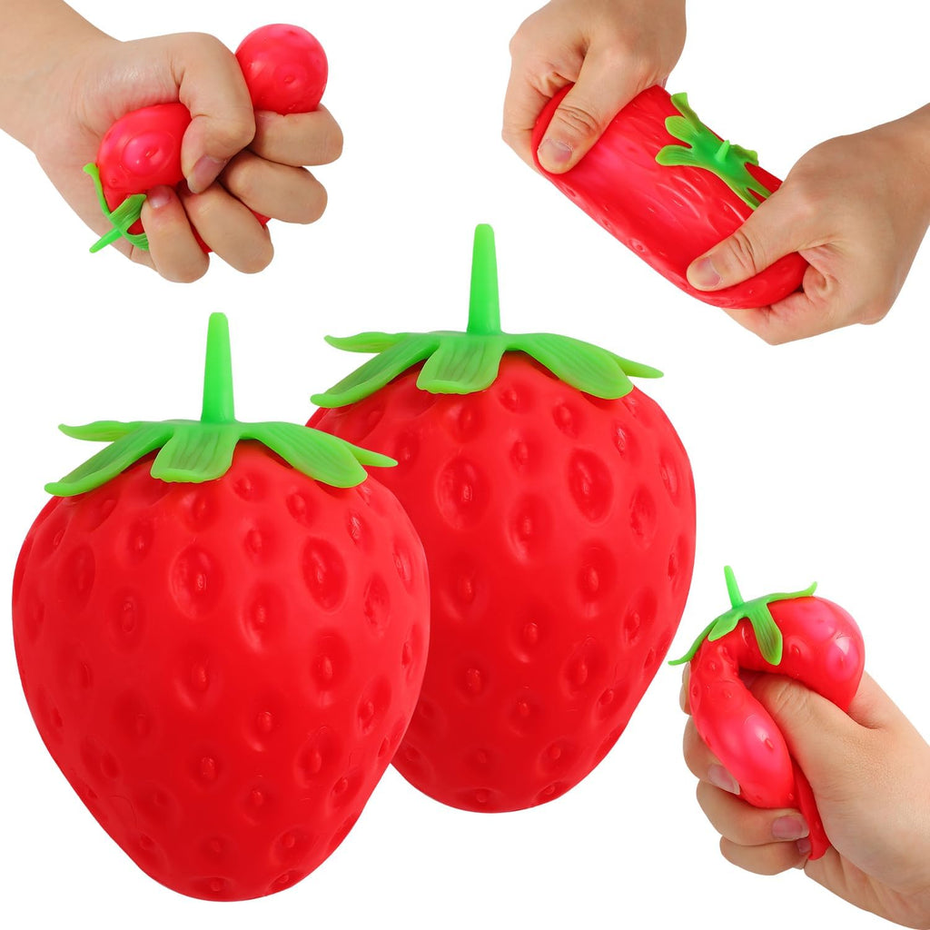 2pcs Squeezable Strawberry Toy,Squeezable Fruit Ball Realistic Strawberry Model Squishy Ultra Moldable Slow Rise Party Favor Pressure Release,Suitable for Adult use in Offices and Homes