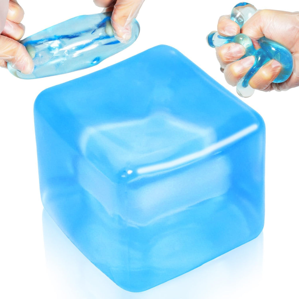 Fidget Toy Stress Cube, Slow Rising Squishy Cube, Anxiety Relief Stress Balls for Kids Adults Teens, Classroom Prize & Party Favor Stress Balls (Bule)