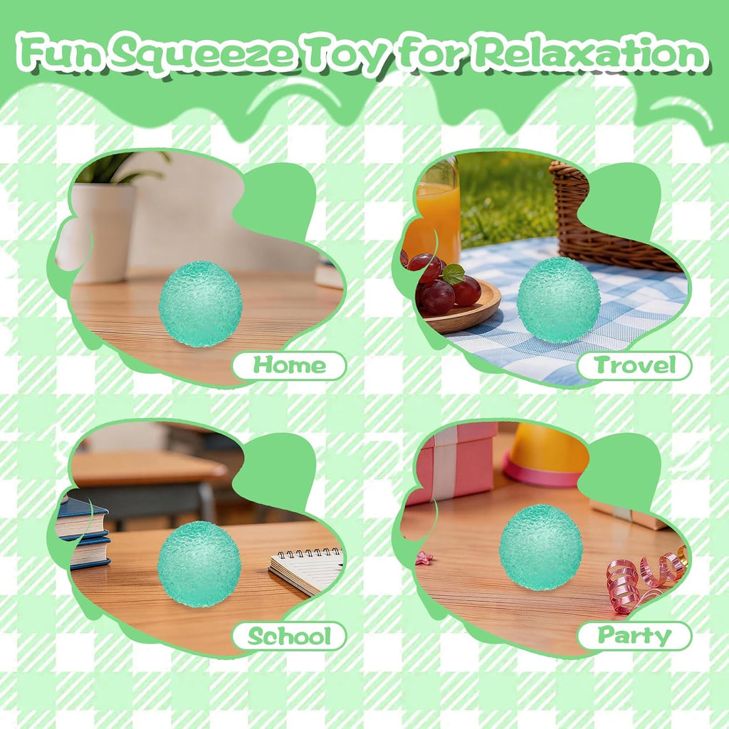 Textured Squishy Ball, 4cm (1.57in) Slow Rising Squeeze Toy for Kids Ages 3+ & Adults, Soft Sensory Desk Toy for Travel, Party Favors & Stocking Stuffers(Small-Green)