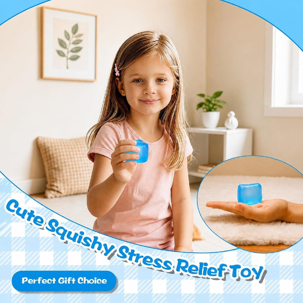 Slow Rising Stress Cube Squeeze Toy, 5cm/1.97in, Kids 3+(Blue)