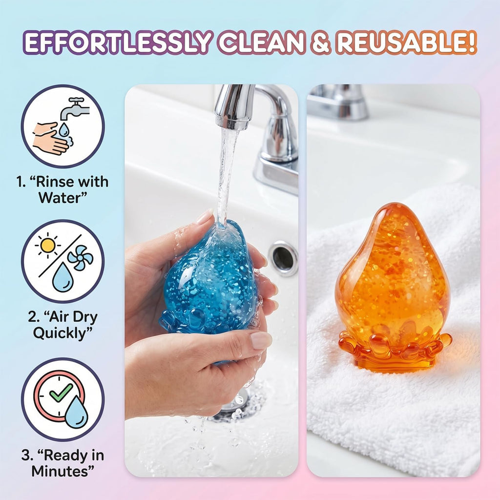 Water Drop Squishy Fidget Toy, Slow Rising Glitter Stress Ball Soft Sensory Squeeze for Anxiety Stress Relief, Classroom Prizes & Party Favors for Teens Adult (Orange)