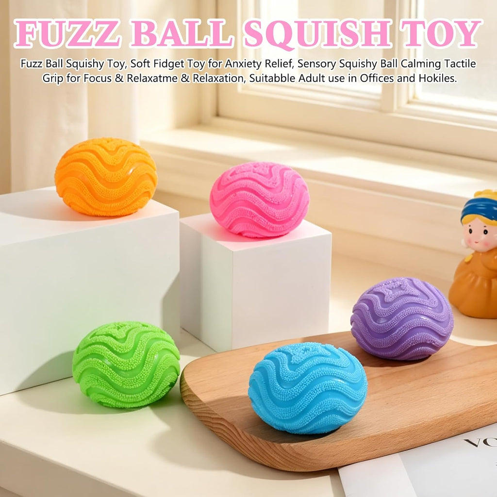 Fuzz Ball Squishy Face Squishy Soft Moldable Cute Slow Rise Relaxing Sensory for Adults (Orange)