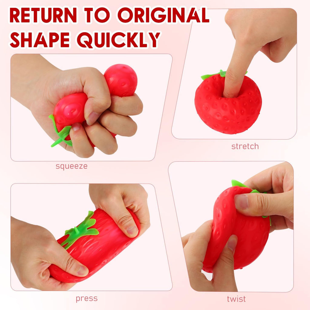 2pcs Squeezable Strawberry Toy,Squeezable Fruit Ball Realistic Strawberry Model Squishy Ultra Moldable Slow Rise Party Favor Pressure Release,Suitable for Adult use in Offices and Homes
