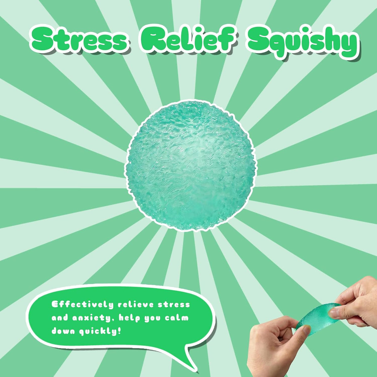 Textured Squishy Ball, 4cm (1.57in) Slow Rising Squeeze Toy for Kids Ages 3+ & Adults, Soft Sensory Desk Toy for Travel, Party Favors & Stocking Stuffers(Small-Green)
