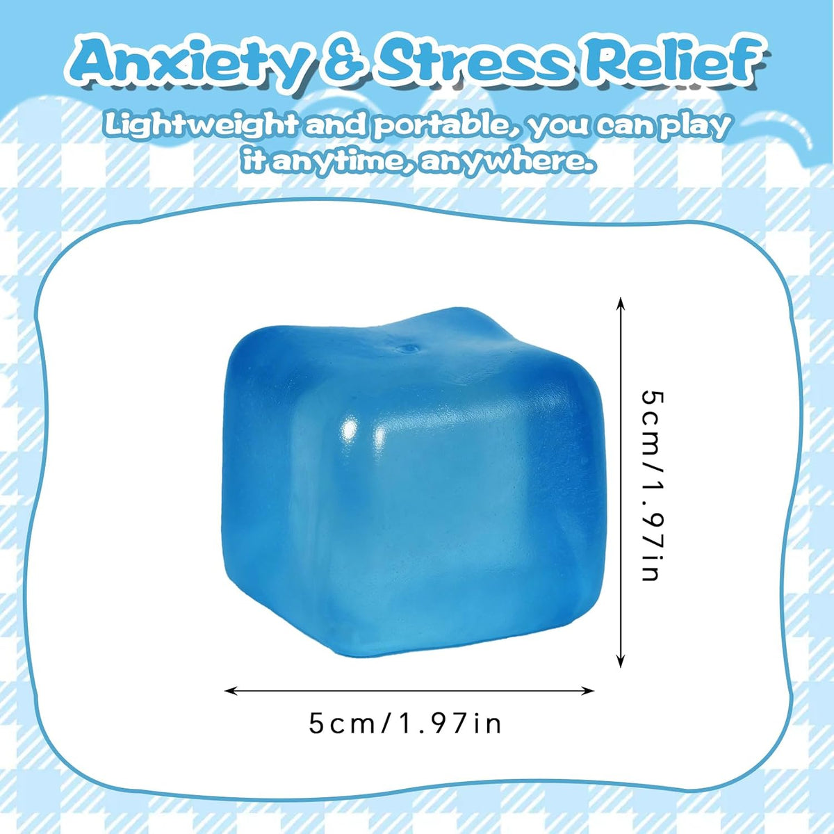 Slow Rising Stress Cube Squeeze Toy, 5cm/1.97in, Kids 3+(Blue)