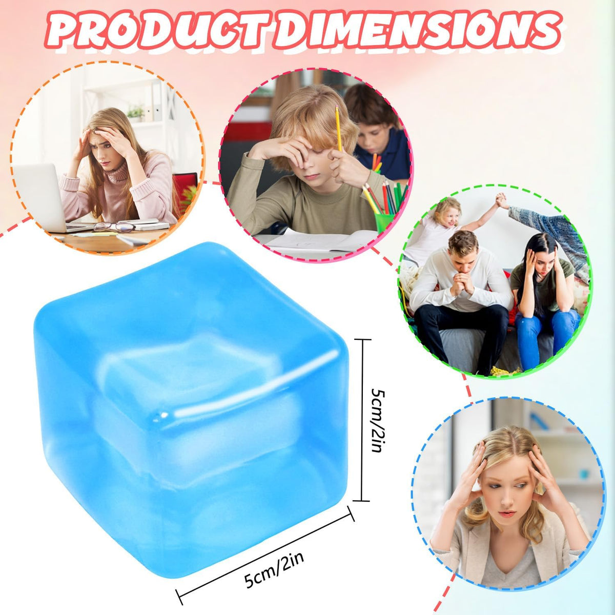 Fidget Toy Stress Cube, Slow Rising Squishy Cube, Anxiety Relief Stress Balls for Kids Adults Teens, Classroom Prize & Party Favor Stress Balls (Bule)