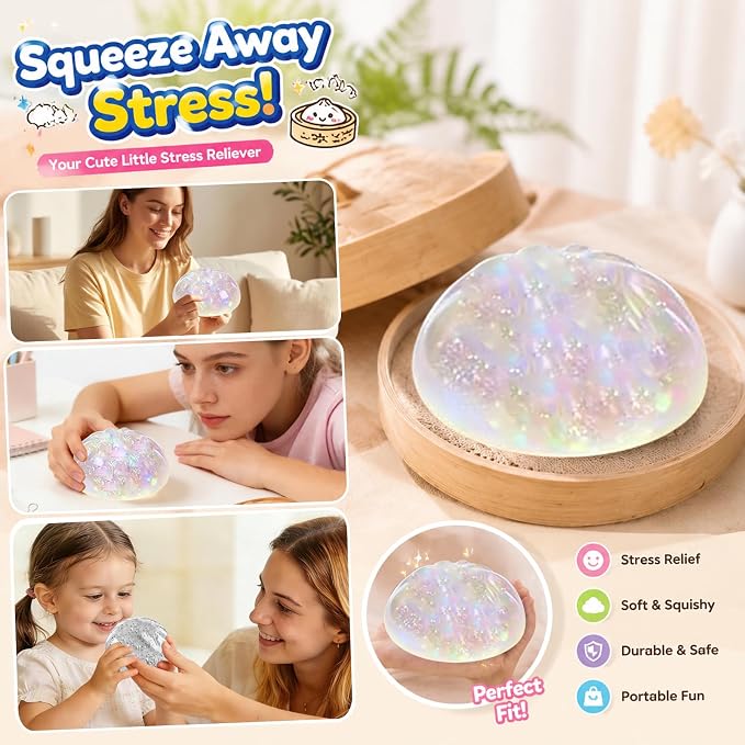 Dumpling Squishy,Glitter Squishy, Large Stress Relief