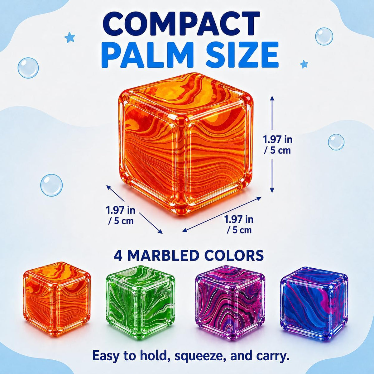 Stress Cube Fidget Toy, Sugar Ball Squishy Cube for Kids Adults, Soft Squishies Stress Relief Sensory Toy for Autism, Classroom Prize Toy Party Favor（5.0 Flow Purple）