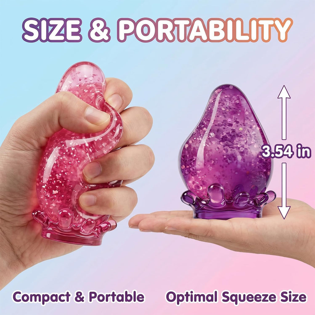 Water Drop Squishy Fidget Toy, Slow Rising Glitter Stress Ball Soft Sensory Squeeze for Anxiety Stress Relief, Classroom Prizes & Party Favors for Teens Adult (Orange)