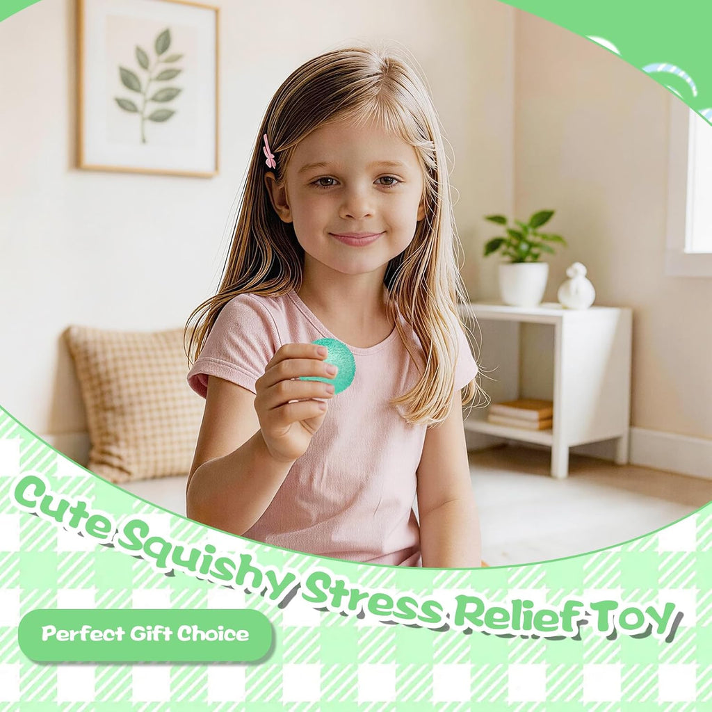 Textured Squishy Ball, 4cm (1.57in) Slow Rising Squeeze Toy for Kids Ages 3+ & Adults, Soft Sensory Desk Toy for Travel, Party Favors & Stocking Stuffers(Small-Green)