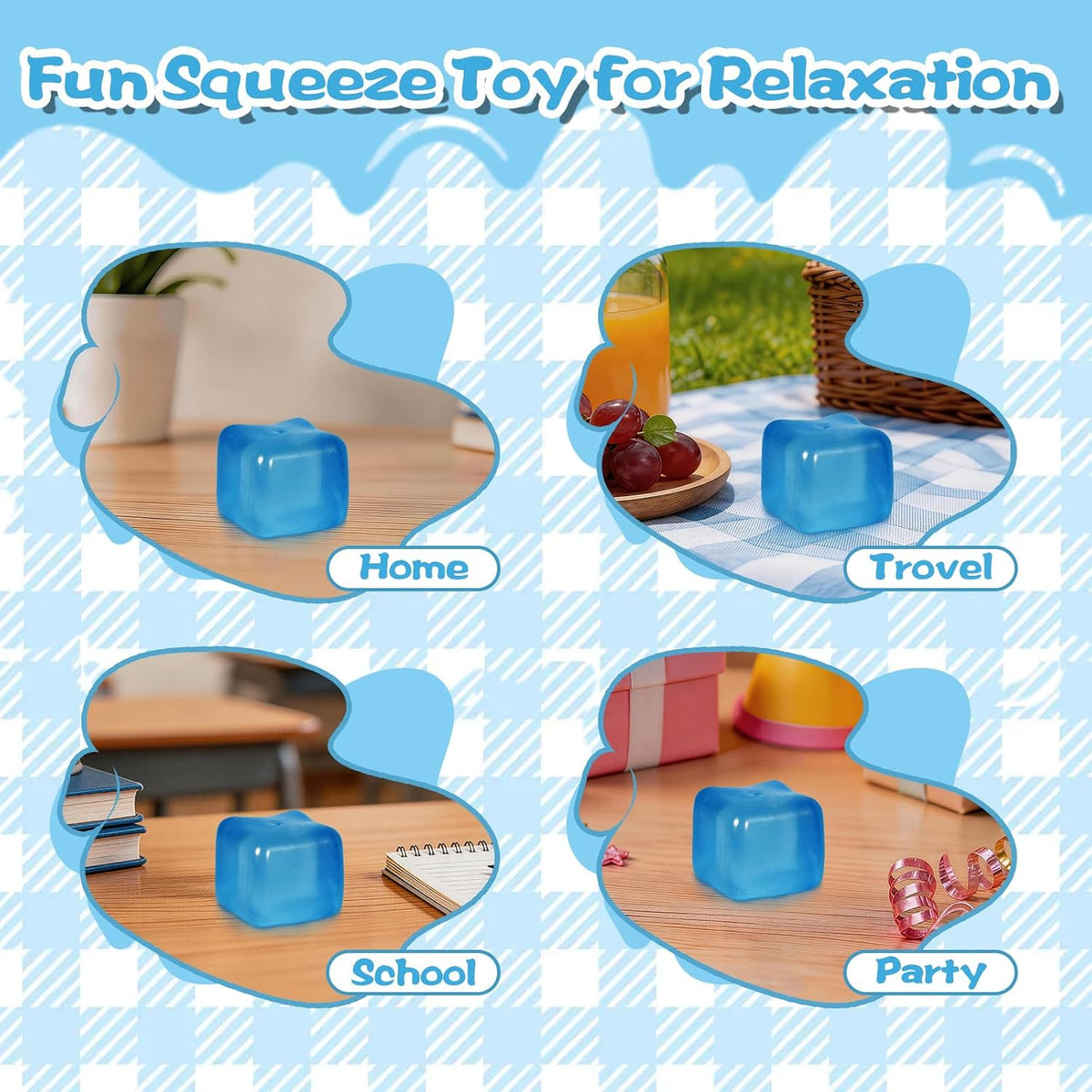 Slow Rising Stress Cube Squeeze Toy, 5cm/1.97in, Kids 3+(Blue)