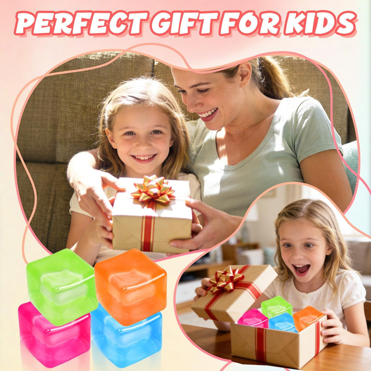 Fidget Toy Stress Cube, Slow Rising Squishy Cube, Anxiety Relief Stress Balls for Kids Adults Teens, Classroom Prize & Party Favor Stress Balls (Bule)