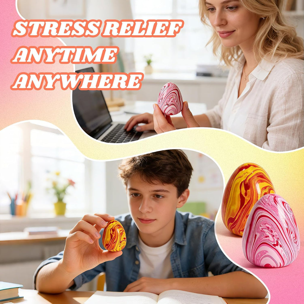 Stress Egg Squishy Toys, Marble Pattern Sensory Anxiety Relief Egg, Slow Rising Fidget Squishy for Adults & Kids, Calming Travel Sensory Toy for Autism/ADHD, Classroom Prizes Party Favors Gifts