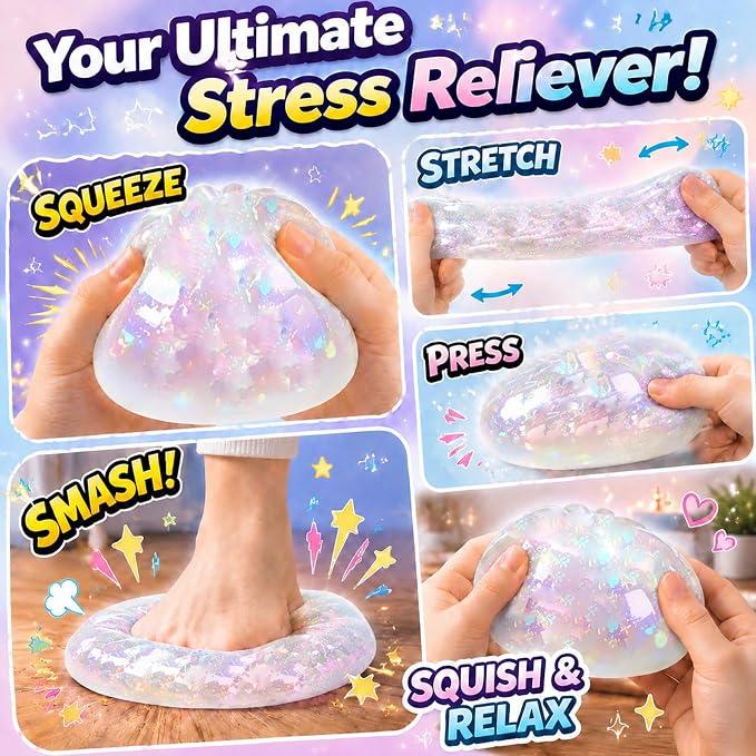 Dumpling Squishy,Glitter Squishy, Large Stress Relief