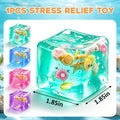 1Pc Squishy Stress Balls,Slow Rising Sensory Fidget Toy with Marine Shells Inside Square Soft Sensory Anxiety Relief Squeeze Cube for Adults Teens Kids(Green)