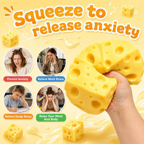 Giant Cheese Toy Realistic Design Cheese Smooth Bouncy Soft Rubber for Adult and Child Stress Relief Sensory Toy Gift Prize