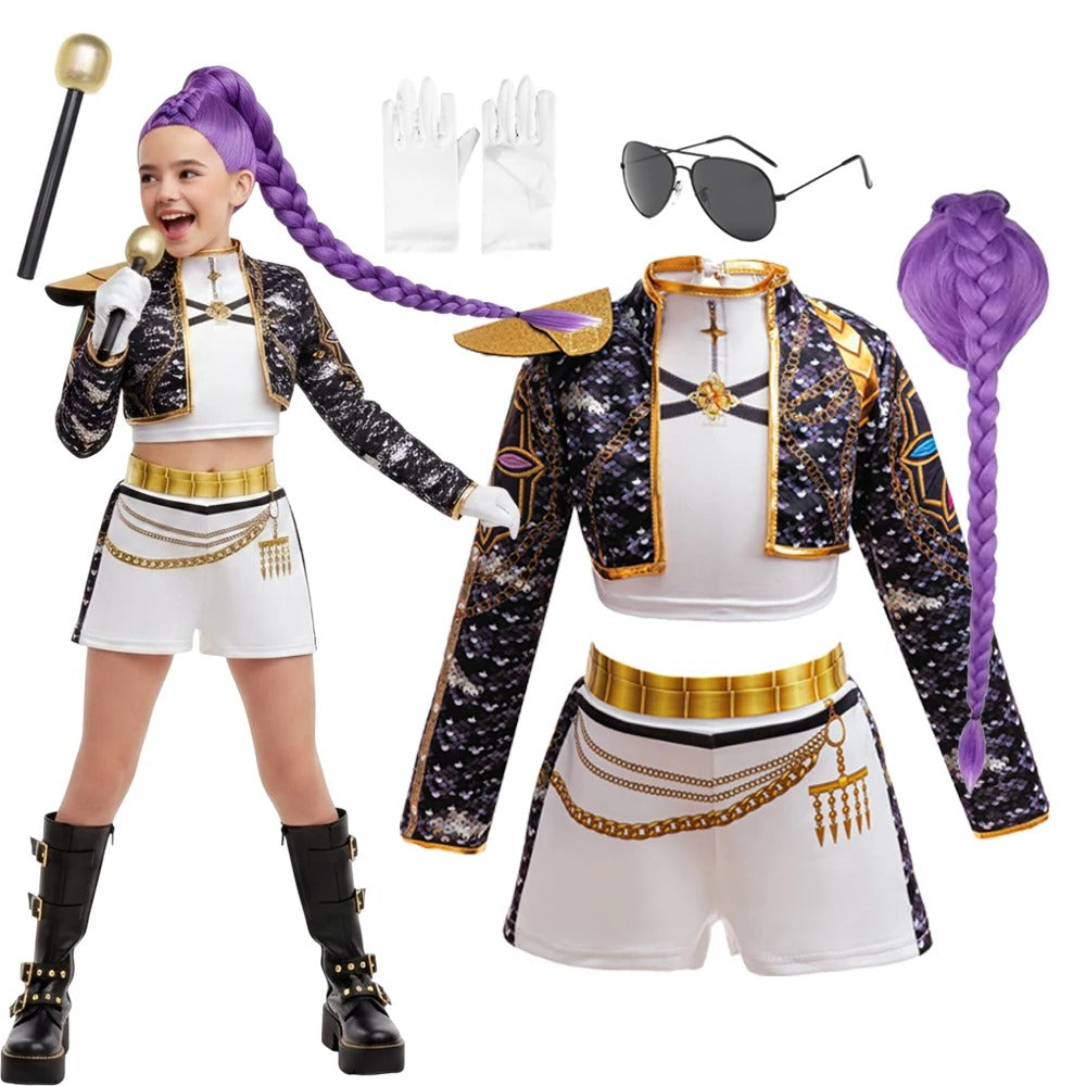 Set Girls Korean Music Costume Jacket Shirt Short Superstar Dance Singer Show Halloween Cosplay Birthday Party Outfit
