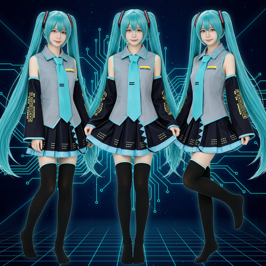 Anime Character Performance Clothes MIKU Anime Clothes Cosplay Clothes JK Skirt Same Suit Wig Accessories Halloween Costume