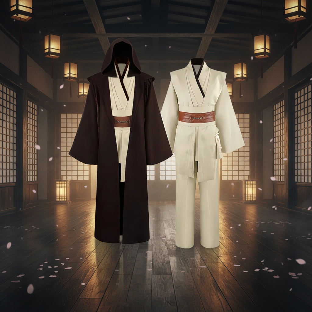 Obi Wan Kenobi Men's Costume Robe Adult Male Jedi Knight Tunic Costume Hooded Uniform Full Set Halloween Cosplay Cloak