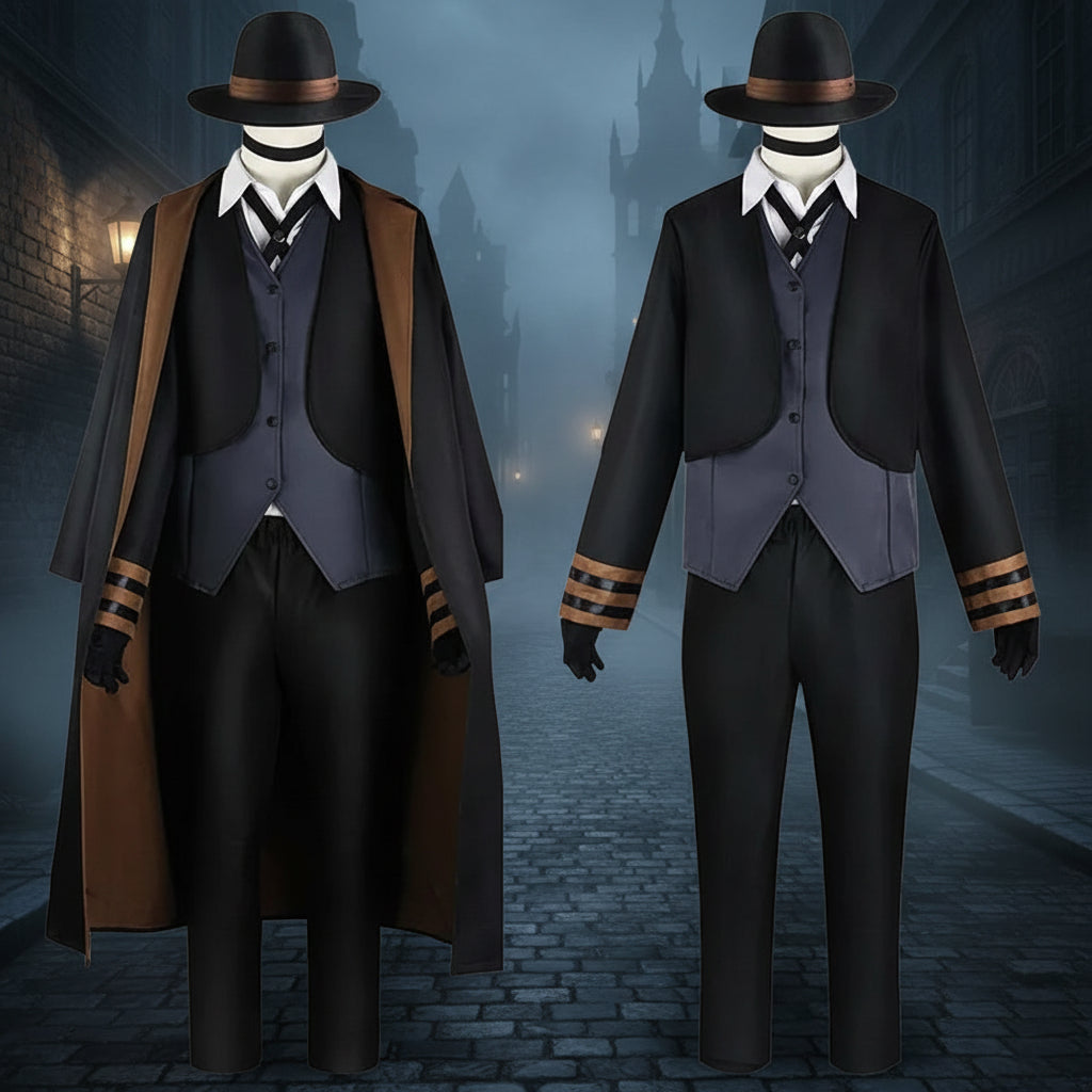 Nakahara Chuuya Cosplay Costume Include Hat Uniform Trench Coat Pants Big Size Outfits Halloween Party for Comic Con