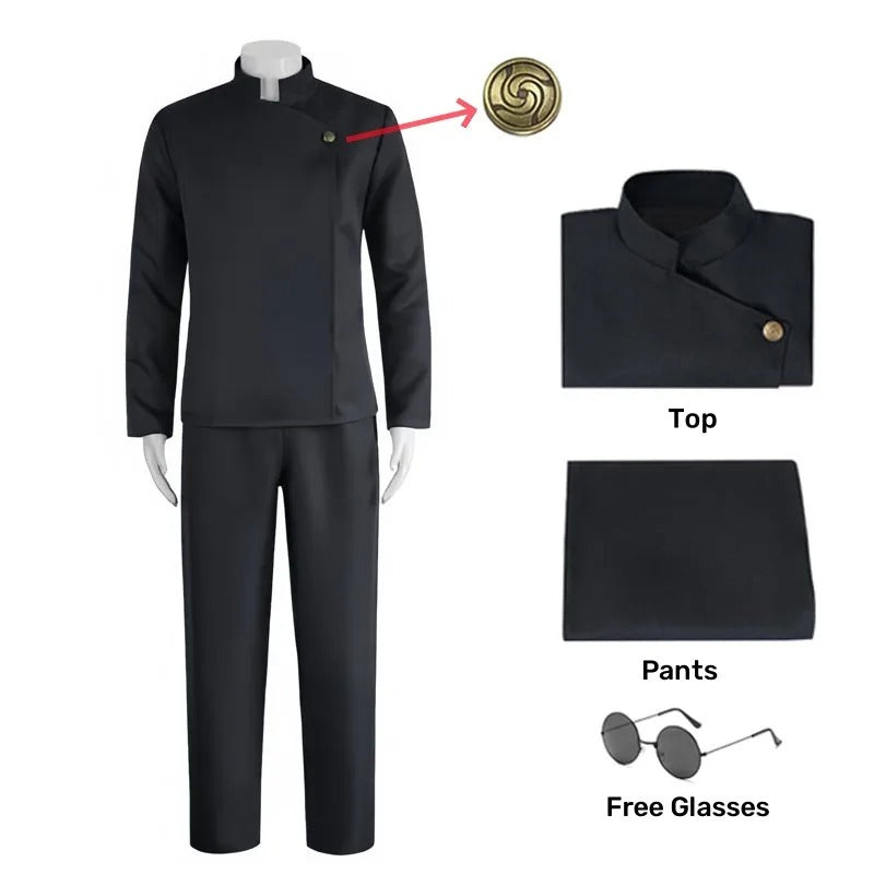 Jujutsu JJK High School Gojo Satoru Cosplay Costume Uniform for Men Women Shirt Pants Wig Halloween Uniform Full Sets