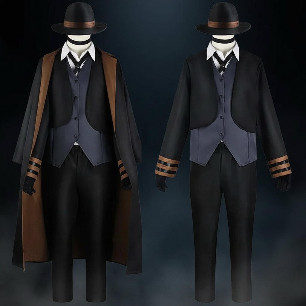Nakahara Chuuya Cosplay Costume Include Hat Uniform Trench Coat Pants Big Size Outfits Halloween Party for Comic Con