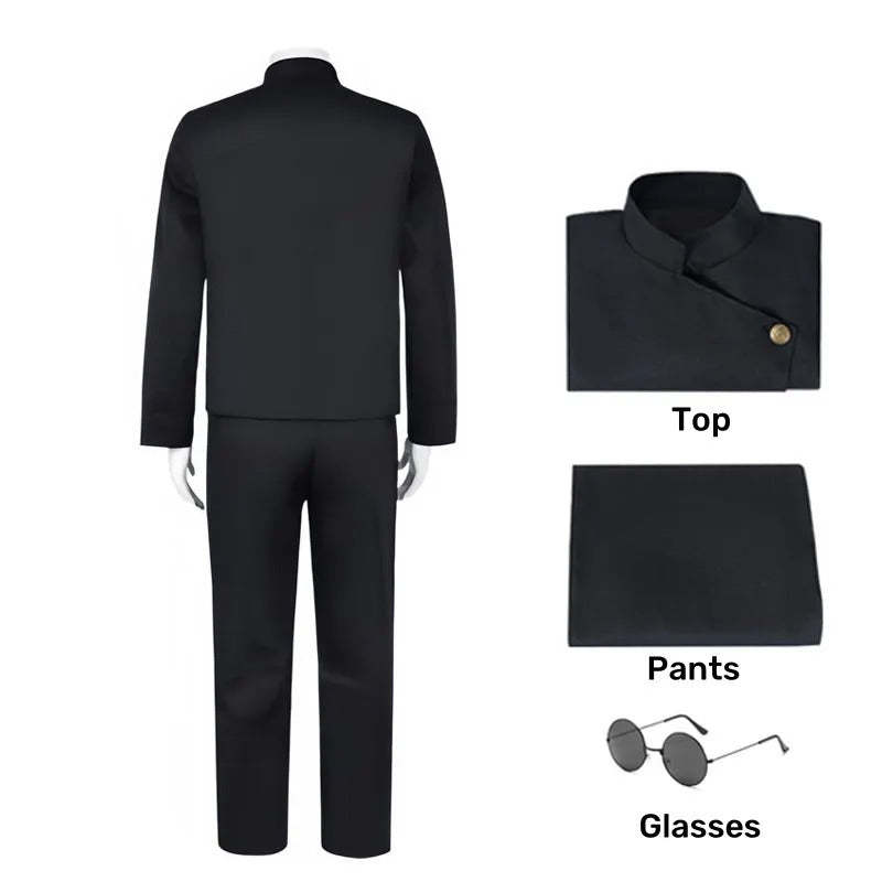 Jujutsu JJK High School Gojo Satoru Cosplay Costume Uniform for Men Women Shirt Pants Wig Halloween Uniform Full Sets