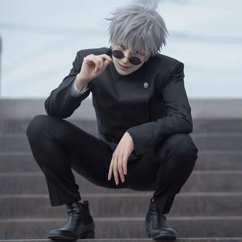 Jujutsu JJK High School Gojo Satoru Cosplay Costume Uniform for Men Women Shirt Pants Wig Halloween Uniform Full Sets