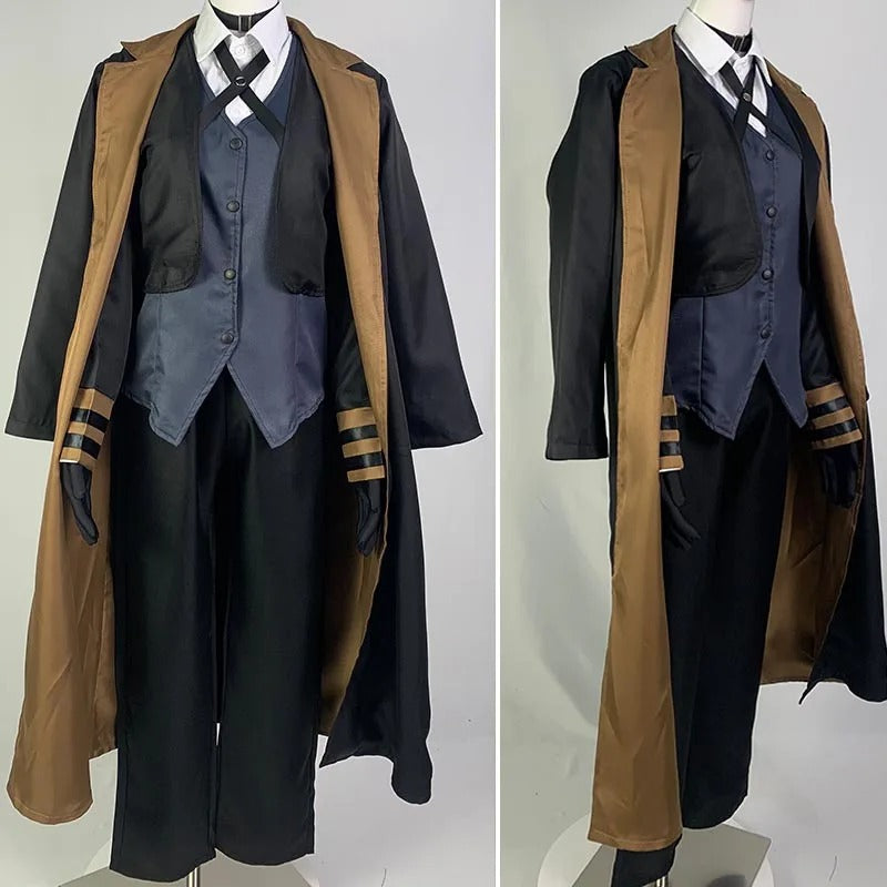 Nakahara Chuuya Cosplay Costume Include Hat Uniform Trench Coat Pants Big Size Outfits Halloween Party for Comic Con