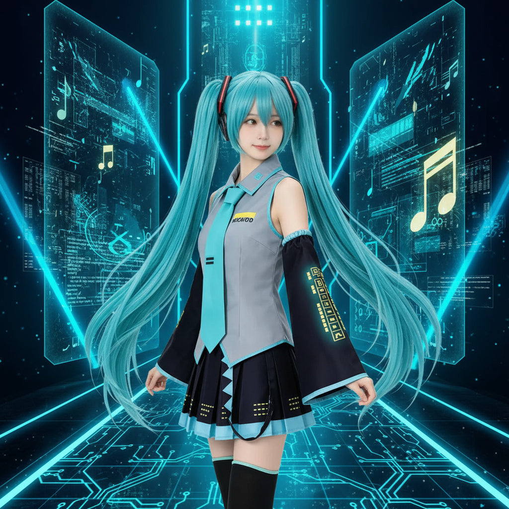 Anime Character Performance Clothes MIKU Anime Clothes Cosplay Clothes JK Skirt Same Suit Wig Accessories Halloween Costume