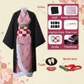 Adult Kids Anime Kamado Nezuko Costume Cosplay Earrings Figure Mask Keychain Shoes Wig Tooth Woman Girl Kimono Gift