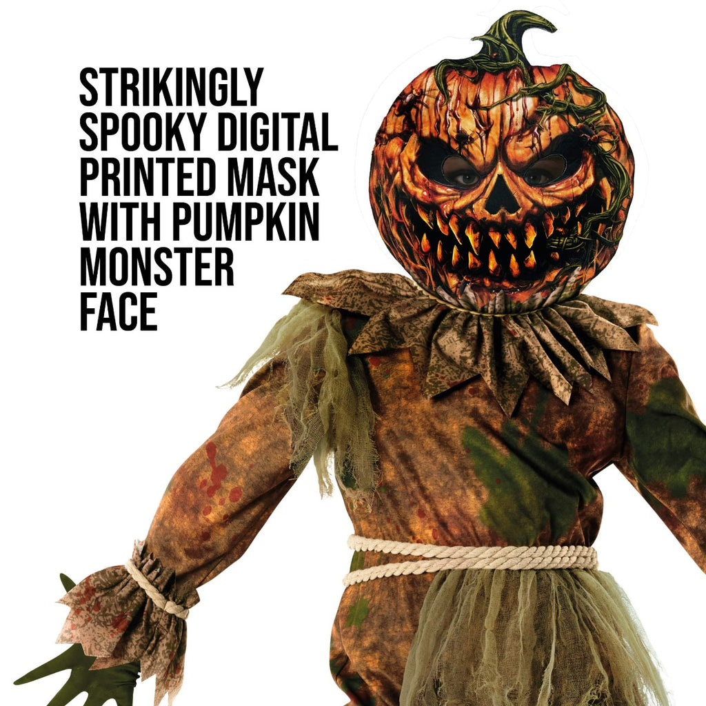 Scary Pumpkin Scarecrow Costume Kids