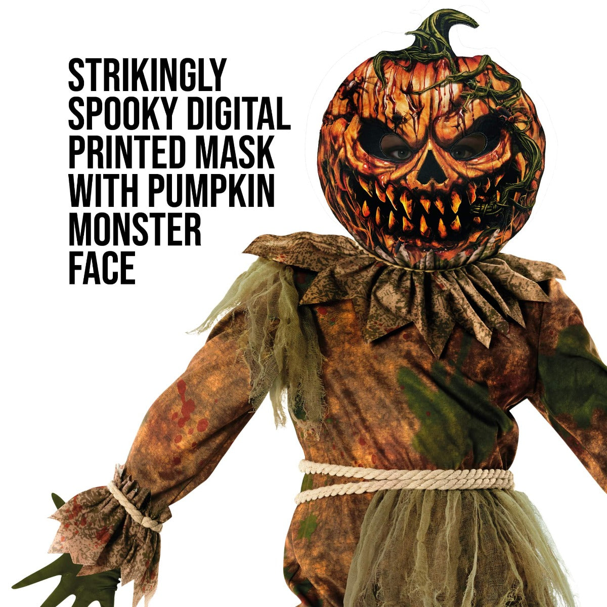 Scary Pumpkin Scarecrow Costume Kids
