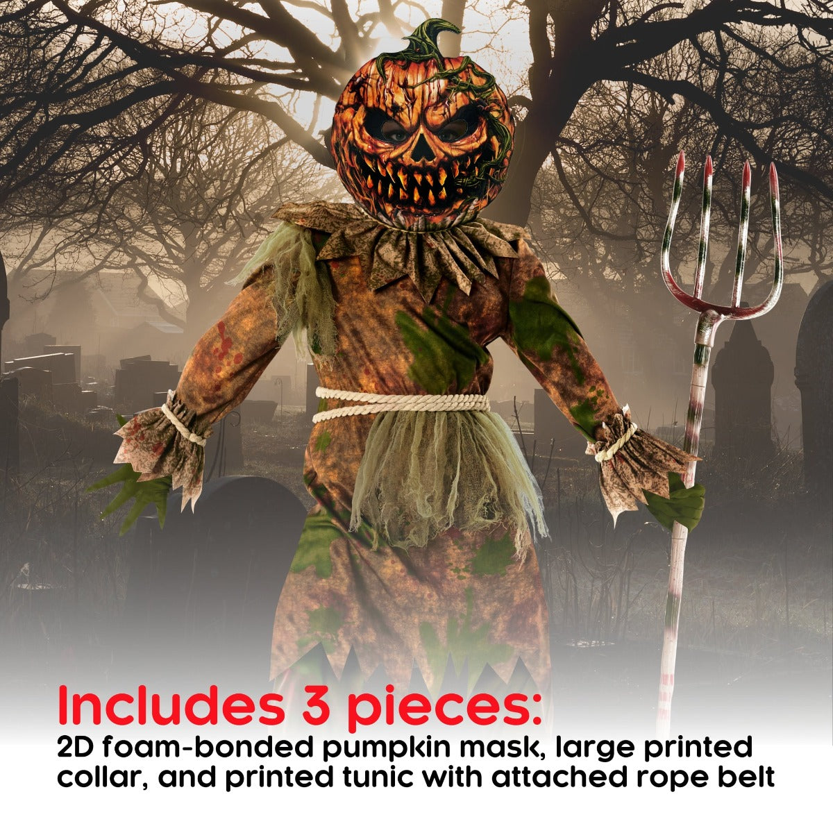 Scary Pumpkin Scarecrow Costume Kids
