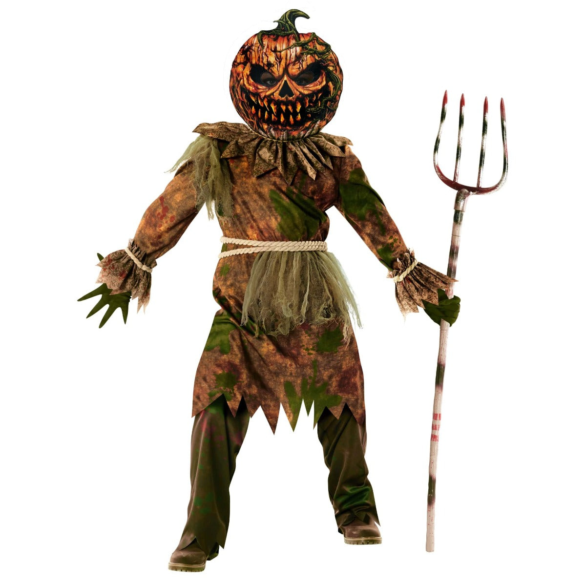 Scary Pumpkin Scarecrow Costume Kids