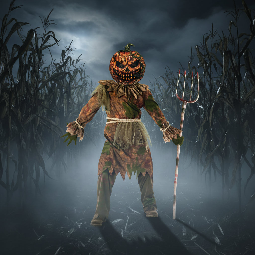 Scary Pumpkin Scarecrow Costume Kids