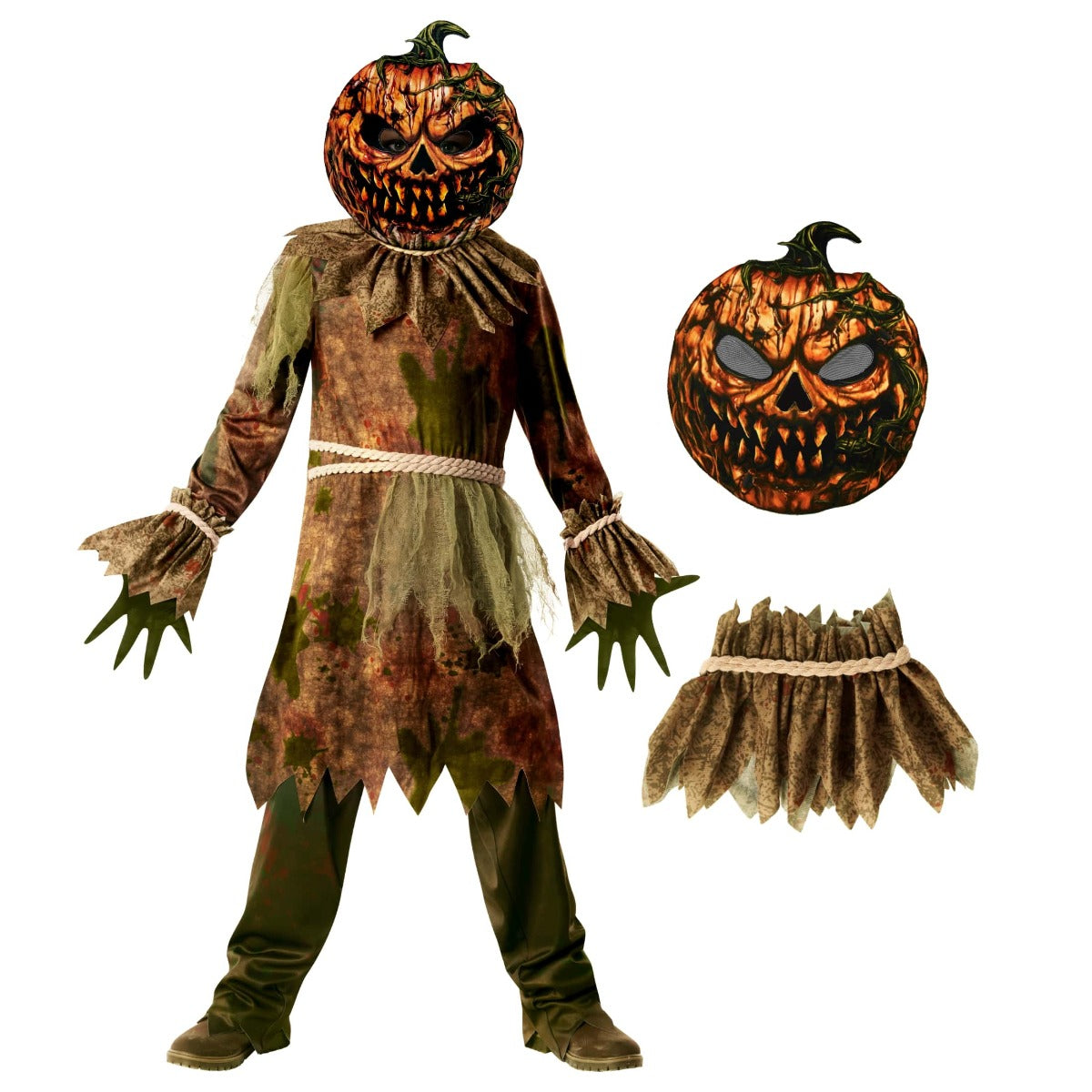 Scary Pumpkin Scarecrow Costume Kids