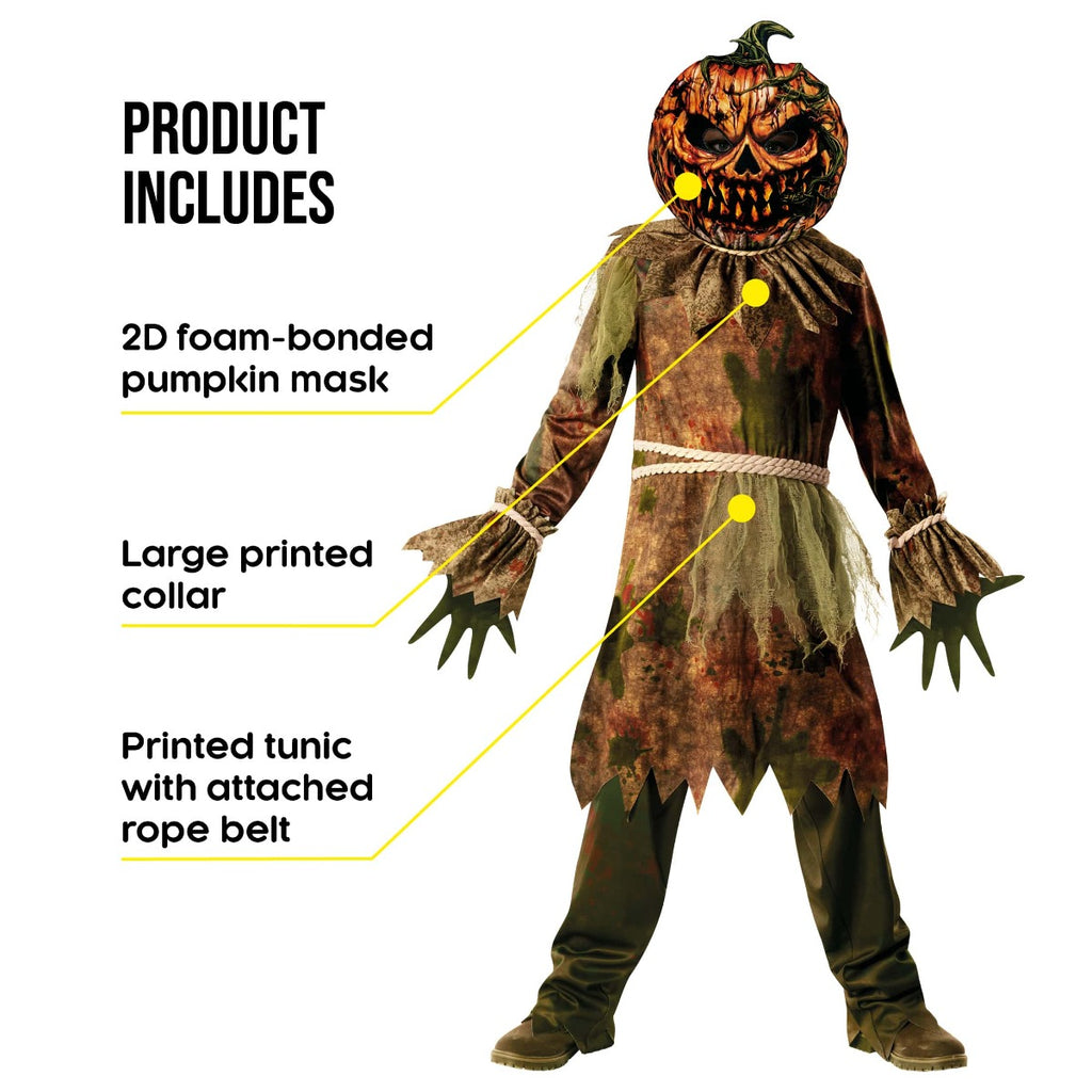 Scary Pumpkin Scarecrow Costume Kids