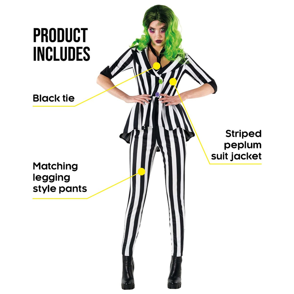 80s Striped Suit Movie Ghost Costume Womens