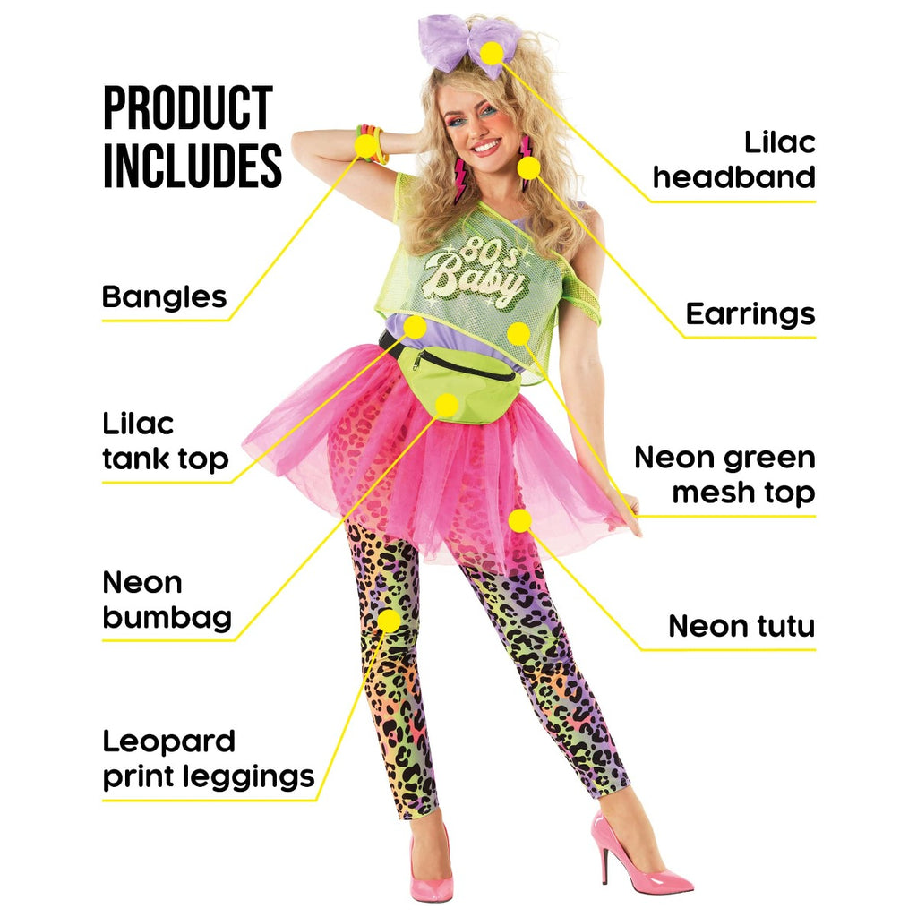 80s Neon Tutu Costume Womens