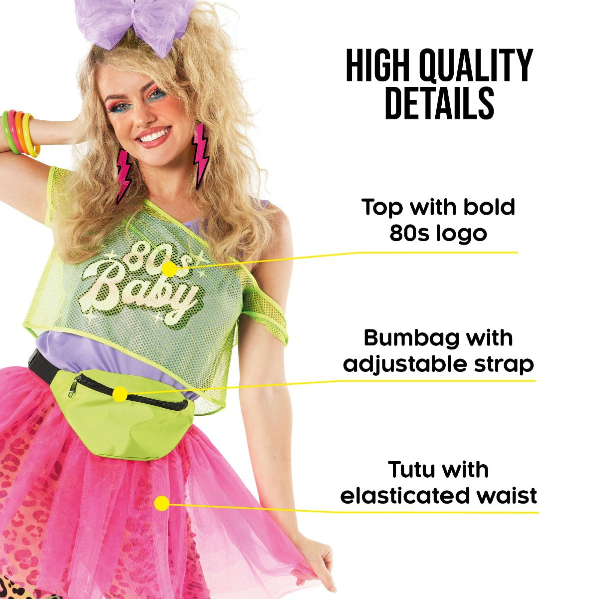 80s Neon Tutu Costume Womens